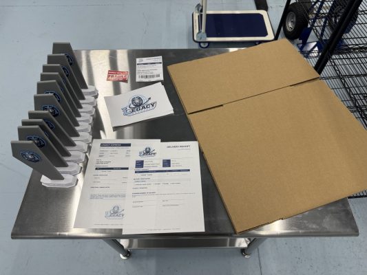 Legacy Express equipment set up on a table.